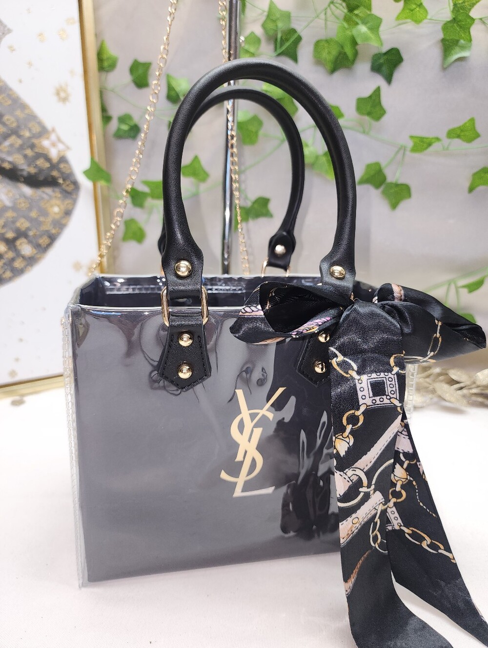 Authentic Yves Saint Laurent Shopping Bag In PVC Tote - Picture 3 of 10
